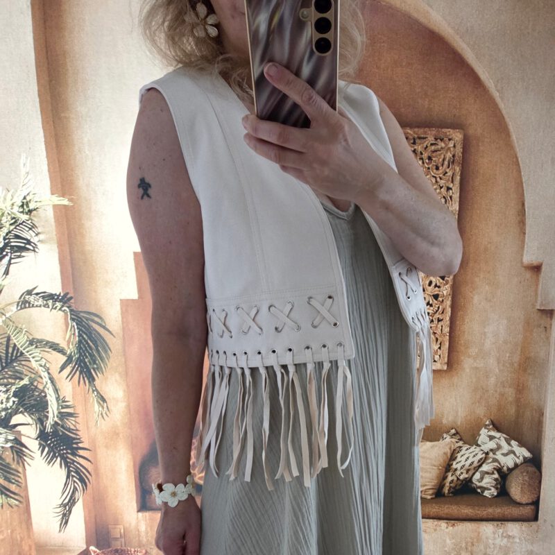 Gilet franje beige
