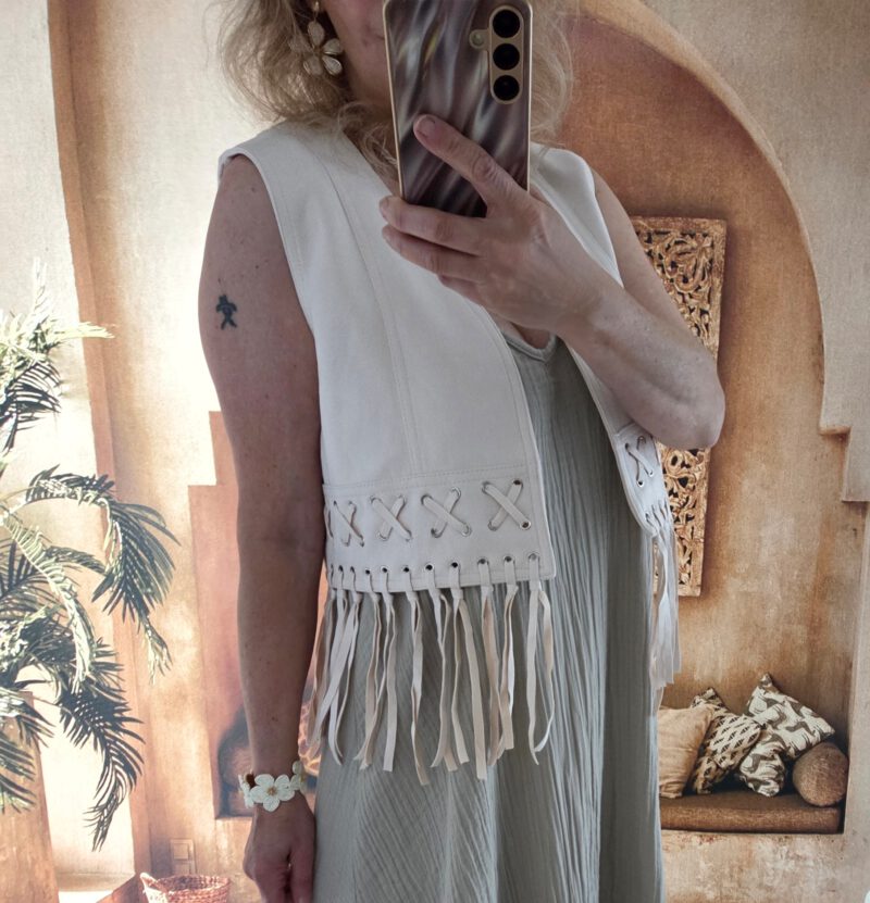 Gilet franje beige