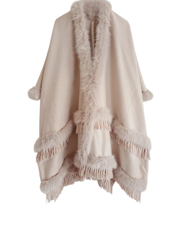 Poncho franje beige